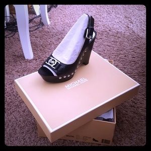 Michael Kors charm sling wedge heels